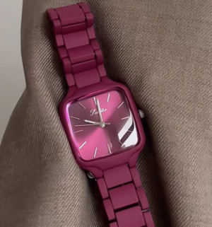 Maillard-Style Square Quartz Watch for Women, Minimalist Luxury Casual Ladies Wristwatch-purple