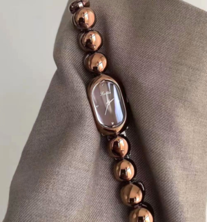Fashion Oval Dial Gold Watch for Women, Elegant Metal Bracelet Quartz Watch