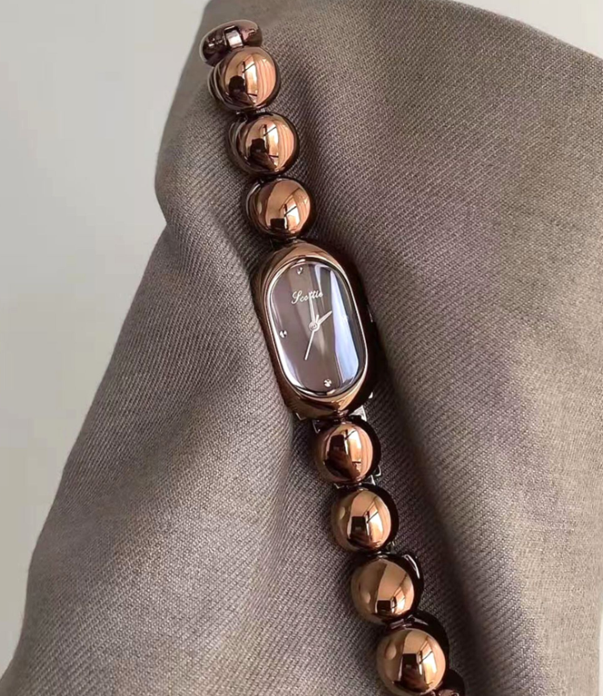 Fashion Oval Dial Gold Watch for Women, Elegant Metal Bracelet Quartz Watch