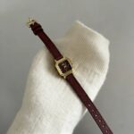 Vintage Burgundy Square Women’s Watch, French Luxury for Daily & Office Wear