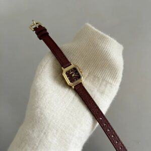 Vintage Burgundy Square Women’s Watch, French Luxury for Daily & Office Wear